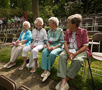 Photo of four women talking. Link to Life Stage Gift Planner Over Age 70 Situations. Photo of four women talking. Link to Life Stage Gift Planner Over Age 70 Situations.